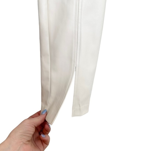 NWT Jason Wu XS Vegan Faux Leather Neutral Split Leg Trousers - Picture 3 of 10